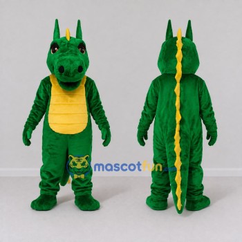 Custom Green and Yellow Dragon Character Mascot Costume Adult Full Body Suit for Theme Parties