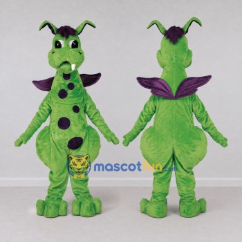 Custom Green and Purple Winged Fantasy Creature Mascot Costume Adult Full Body Suit for Theme Parties
