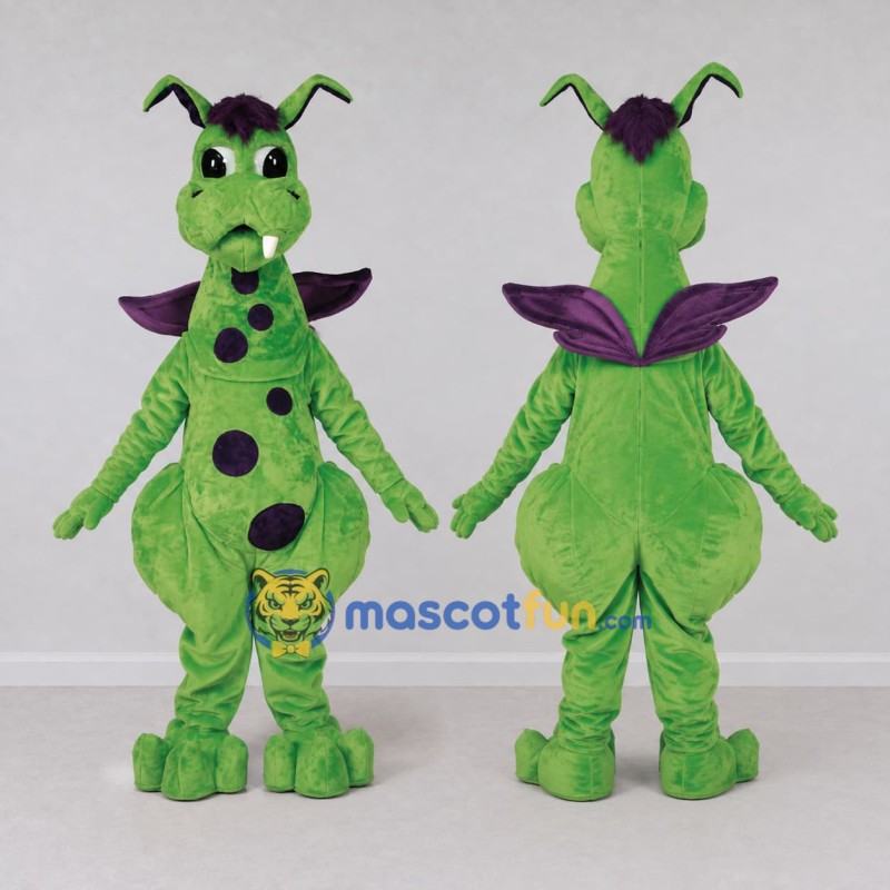 Custom Green and Purple Winged Fantasy Creature Mascot Costume Adult Full Body Suit for Theme Parties Custom Green and Purple Winged Fantasy Creature Mascot Costume Adult Full Body Suit for Theme Parties