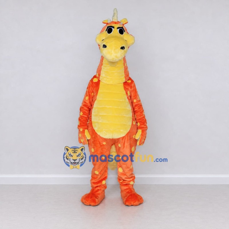 Custom Orange and Yellow Dragon Character Mascot Costume Adult Full Body Suit for Theme Parties