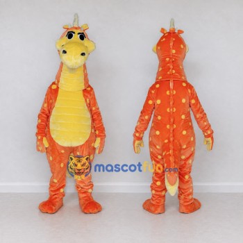 Custom Orange and Yellow Dragon Character Mascot Costume Adult Full Body Suit for Theme Parties