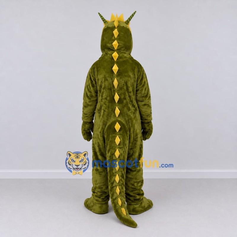 Custom Olive Green and Yellow Dragon Character Mascot Costume Adult Full Body Suit for Theme Parties Custom Olive Green and Yellow Dragon Character Mascot Costume Adult Full Body Suit for Theme Parties