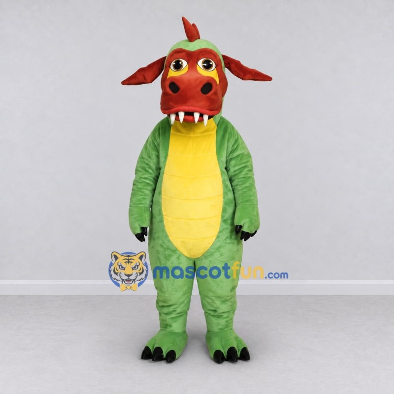 Custom Light Green and Red Dragon Character Mascot Costume Adult Full Body Suit for Theme Parties Custom Light Green and Red Dragon Character Mascot Costume Adult Full Body Suit for Theme Parties