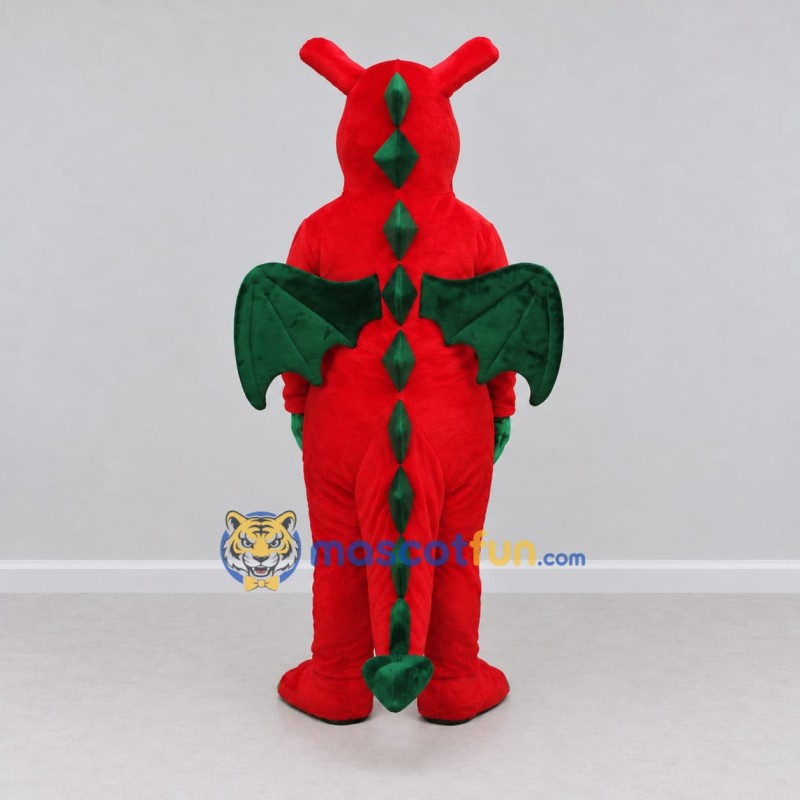 Custom Red and Green Winged Dragon Character Mascot Costume Adult Full Body Suit for Theme Parties Custom Red and Green Winged Dragon Character Mascot Costume Adult Full Body Suit for Theme Parties