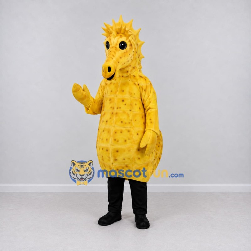 Custom Yellow Seahorse Mascot Costume Adult Full Body Suit for Ocean Events Custom Yellow Seahorse Mascot Costume Adult Full Body Suit for Ocean Events
