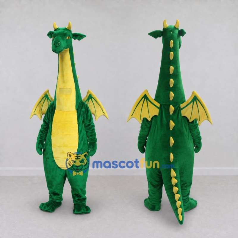 Custom Green and Yellow Long-Neck Winged Dragon Mascot Costume Adult Full Body Suit for Theme Parties Custom Green and Yellow Long-Neck Winged Dragon Mascot Costume Adult Full Body Suit for Theme Parties