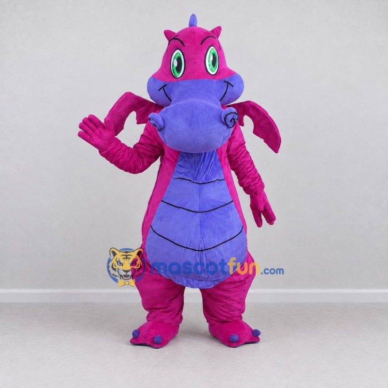 Custom Magenta and Purple Winged Dragon Mascot Costume Adult Full Body Suit for Theme Parties Custom Magenta and Purple Winged Dragon Mascot Costume Adult Full Body Suit for Theme Parties