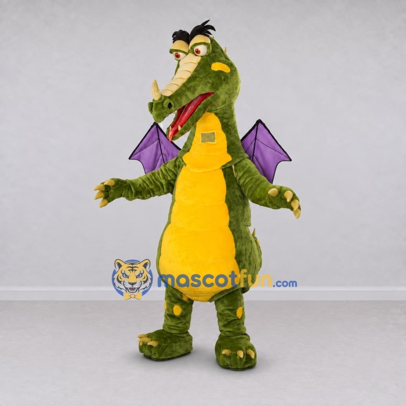 Custom Green and Purple Winged Dragon Mascot Costume Adult Full Body Suit for Theme Parties Custom Green and Purple Winged Dragon Mascot Costume Adult Full Body Suit for Theme Parties