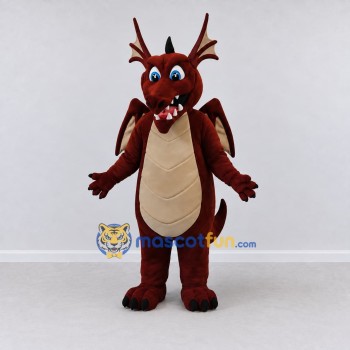 Custom Burgundy and Cream Antlered Winged Dragon Mascot Costume Adult Full Body Suit for Theme Parties Custom Burgundy and Cream Antlered Winged Dragon Mascot Costume Adult Full Body Suit for Theme Parties