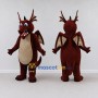 Custom Burgundy and Cream Antlered Winged Dragon Mascot Costume Adult Full Body Suit for Theme Parties