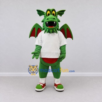 Custom Green and White Winged Dragon in Sportswear Mascot Costume Adult Full Body Suit for Sports Events
