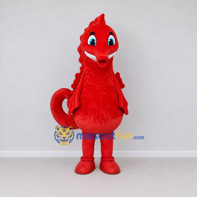 Custom Red Seahorse Character Mascot Costume Adult Full Body Suit for Ocean Events Custom Red Seahorse Character Mascot Costume Adult Full Body Suit for Ocean Events