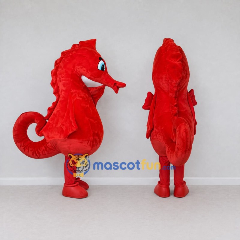 Custom Red Seahorse Character Mascot Costume Adult Full Body Suit for Ocean Events Custom Red Seahorse Character Mascot Costume Adult Full Body Suit for Ocean Events