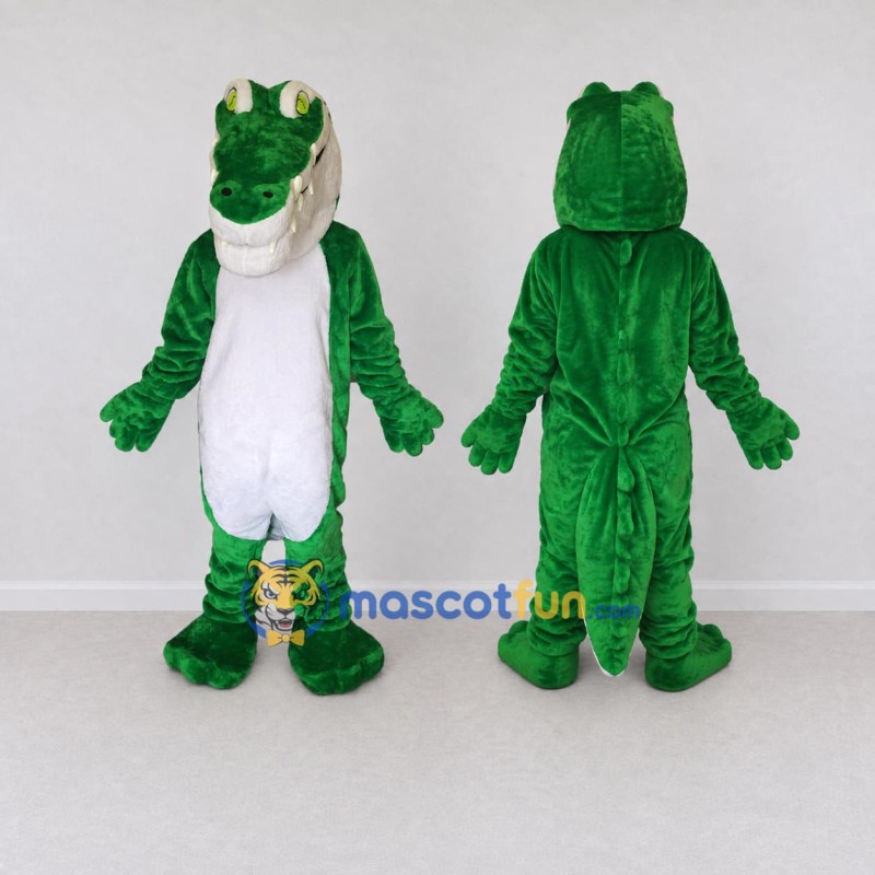 Custom Green and White Crocodile Character Mascot Costume Adult Full Body Suit for Wildlife Events Custom Green and White Crocodile Character Mascot Costume Adult Full Body Suit for Wildlife Events