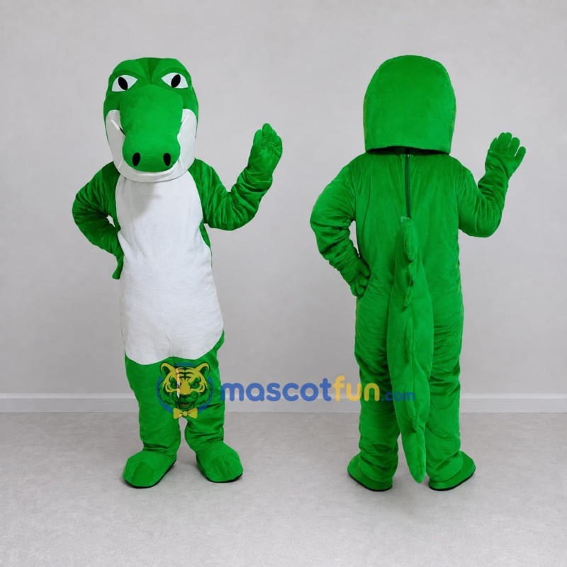 Custom Green and White Crocodile Character Mascot Costume Adult Full Body Suit for Wildlife Events Custom Green and White Crocodile Character Mascot Costume Adult Full Body Suit for Wildlife Events