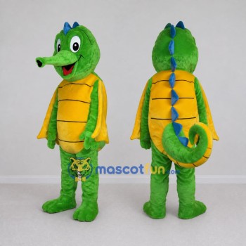 Custom Green and Yellow Seahorse Character Mascot Costume Adult Full Body Suit for Ocean Events