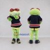 Custom Light Green and Navy Blue Frog Character in Sportswear Mascot Costume Adult Full Body Suit for Sports Events Custom Light Green and Navy Blue Frog Character in Sportswear Mascot Costume Adult Full Body Suit for Sports Events