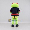 Custom Light Green and Navy Blue Frog Character in Sportswear Mascot Costume Adult Full Body Suit for Sports Events Custom Light Green and Navy Blue Frog Character in Sportswear Mascot Costume Adult Full Body Suit for Sports Events