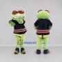 Custom Light Green and Navy Blue Frog Character in Sportswear Mascot Costume Adult Full Body Suit for Sports Events