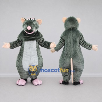 Custom Gray and White Rat Character Mascot Costume Adult Full Body Suit for School Events