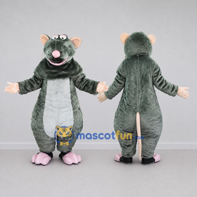 Custom Gray and White Rat Character Mascot Costume Adult Full Body Suit for School Events Custom Gray and White Rat Character Mascot Costume Adult Full Body Suit for School Events