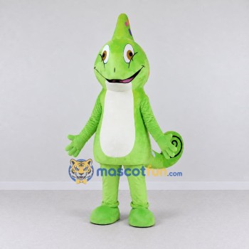 Custom Green and White Chameleon Character Mascot Costume Adult Full Body Suit for Wildlife Events