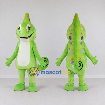 Custom Green and White Chameleon Character Mascot Costume Adult Full Body Suit for Wildlife Events