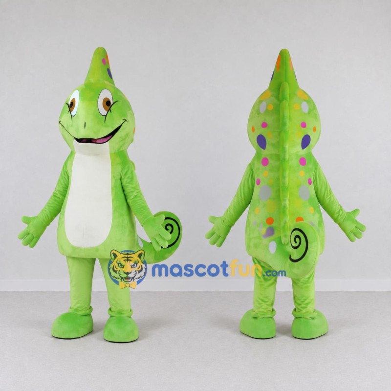 Custom Green and White Chameleon Character Mascot Costume Adult Full Body Suit for Wildlife Events Custom Green and White Chameleon Character Mascot Costume Adult Full Body Suit for Wildlife Events