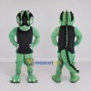 Custom Green and Black Lizard Character in a Shirt Mascot Costume Adult Full Body Suit for School Events Custom Green and Black Lizard Character in a Shirt Mascot Costume Adult Full Body Suit for School Events