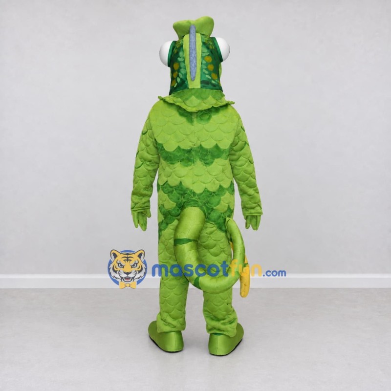 Custom Green and Yellow Chameleon Mascot Costume Adult Full Body Suit for Wildlife Events Custom Green and Yellow Chameleon Mascot Costume Adult Full Body Suit for Wildlife Events
