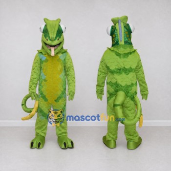 Custom Green and Yellow Chameleon Mascot Costume Adult Full Body Suit for Wildlife Events