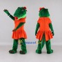 Custom Green and Orange Crocodile in a Dress Mascot Costume Adult Full Body Suit for School Events
