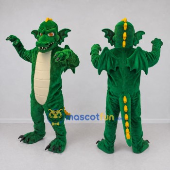 Custom Green and Cream Winged Dragon Mascot Costume Adult Full Body Suit for Theme Parties