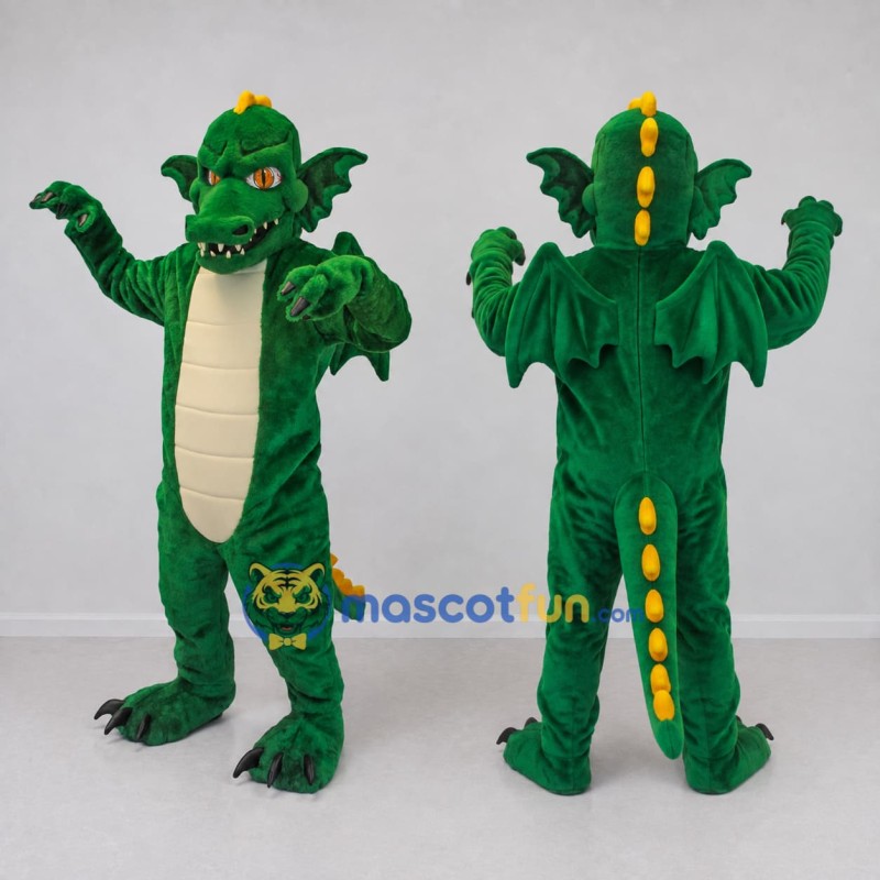 Custom Green and Cream Winged Dragon Mascot Costume Adult Full Body Suit for Theme Parties Custom Green and Cream Winged Dragon Mascot Costume Adult Full Body Suit for Theme Parties