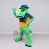Custom Green and Blue Crocodile in a Hat and Jacket Mascot Costume Adult Full Body Suit for Theme Parties Custom Green and Blue Crocodile in a Hat and Jacket Mascot Costume Adult Full Body Suit for Theme Parties