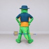 Custom Green and Blue Crocodile in a Hat and Jacket Mascot Costume Adult Full Body Suit for Theme Parties Custom Green and Blue Crocodile in a Hat and Jacket Mascot Costume Adult Full Body Suit for Theme Parties