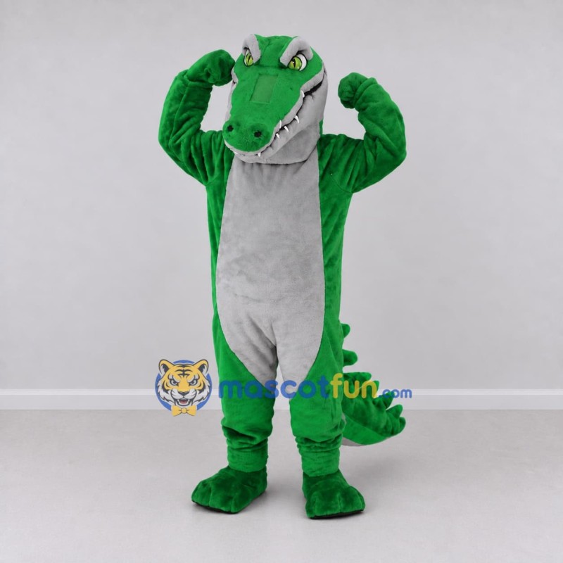 Custom Green and Gray Crocodile Mascot Costume Adult Full Body Suit for Wildlife Events Custom Green and Gray Crocodile Mascot Costume Adult Full Body Suit for Wildlife Events