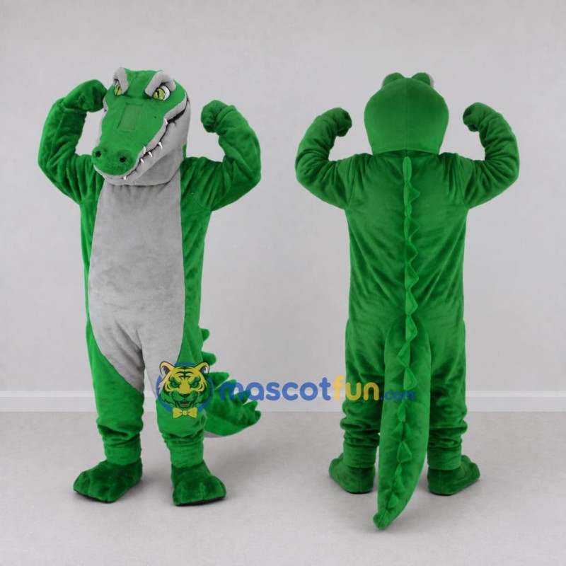 Custom Green and Gray Crocodile Mascot Costume Adult Full Body Suit for Wildlife Events Custom Green and Gray Crocodile Mascot Costume Adult Full Body Suit for Wildlife Events