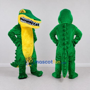 Custom Green and Yellow Fierce Crocodile Mascot Costume Adult Full Body Suit for Wildlife Events