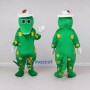Custom Green and Yellow Dinosaur Character with a Hat Mascot Costume Adult Full Body Suit for School Events