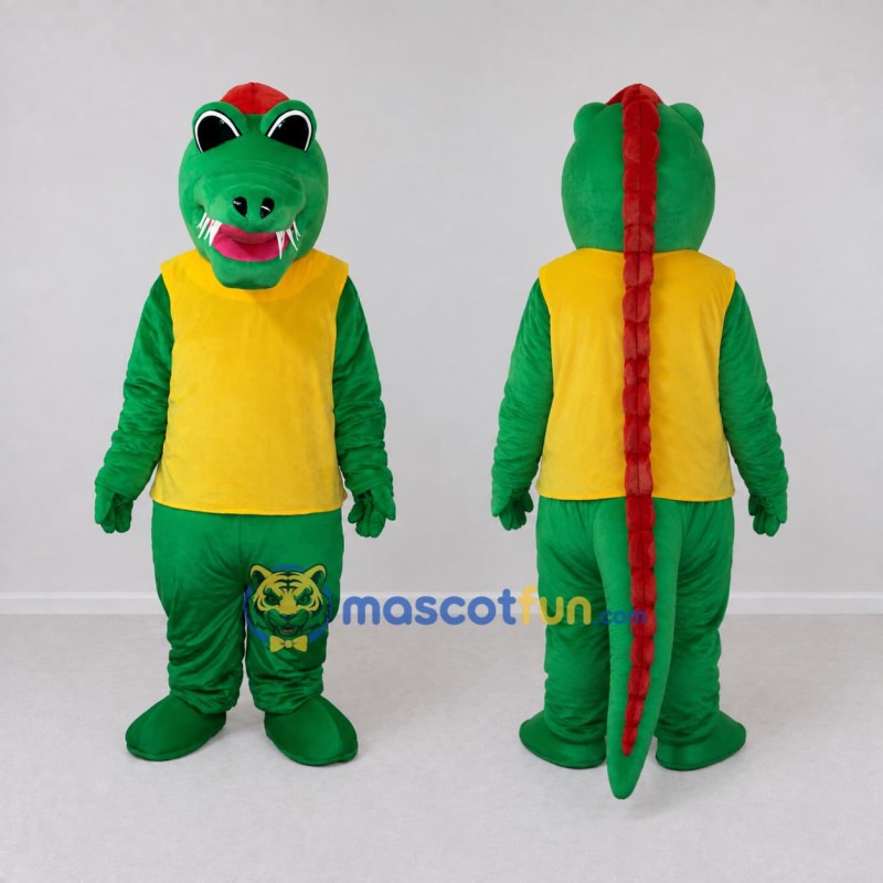 Custom Green and Yellow Dinosaur Character Mascot Costume Adult Full Body Suit for Dinosaur Events Custom Green and Yellow Dinosaur Character Mascot Costume Adult Full Body Suit for Dinosaur Events