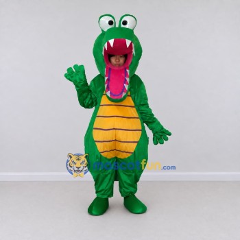 Custom Green and Yellow Crocodile Character Mascot Costume Adult Full Body Suit for Wildlife Events Custom Green and Yellow Crocodile Character Mascot Costume Adult Full Body Suit for Wildlife Events
