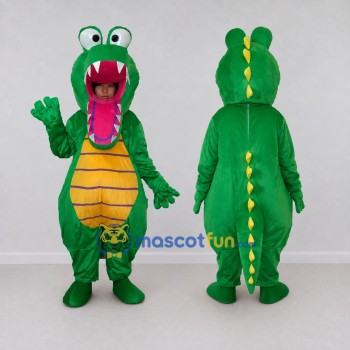 Custom Green and Yellow Crocodile Character Mascot Costume Adult Full Body Suit for Wildlife Events