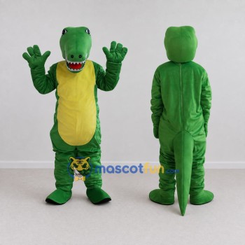 Custom Green and Yellow Dinosaur Character Mascot Costume Adult Full Body Suit for Dinosaur Events