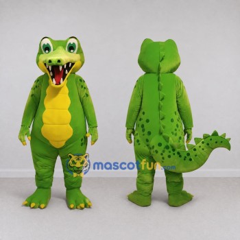 Custom Green and Yellow Dinosaur Character Mascot Costume Adult Full Body Suit for Dinosaur Events