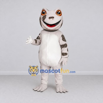 Custom Gray and White Spotted Gecko Character Mascot Costume Adult Full Body Suit for Wildlife Events Custom Gray and White Spotted Gecko Character Mascot Costume Adult Full Body Suit for Wildlife Events
