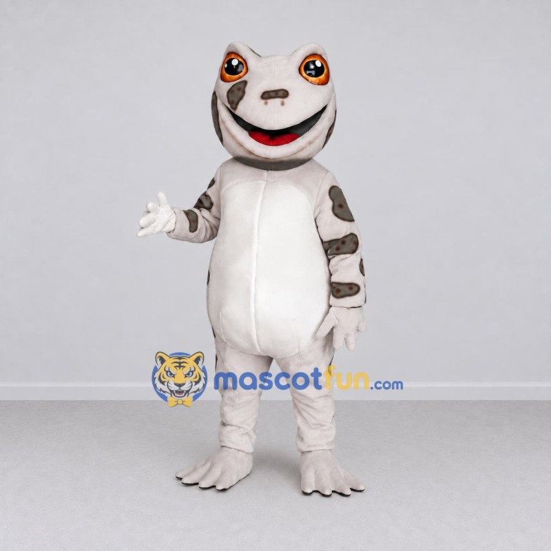 Custom Gray and White Spotted Gecko Character Mascot Costume Adult Full Body Suit for Wildlife Events