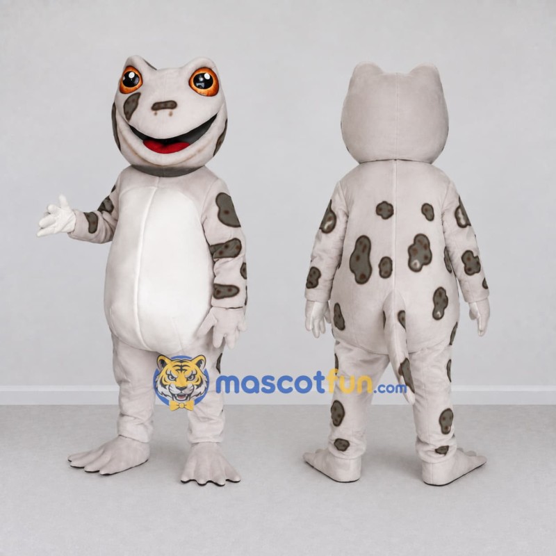 Custom Gray and White Spotted Gecko Character Mascot Costume Adult Full Body Suit for Wildlife Events