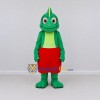 Custom Green and Red Chameleon Character in Shorts Mascot Costume Adult Full Body Suit for School Events Custom Green and Red Chameleon Character in Shorts Mascot Costume Adult Full Body Suit for School Events