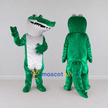 Custom Green and White Crocodile Mascot Costume Adult Full Body Suit for Wildlife Events